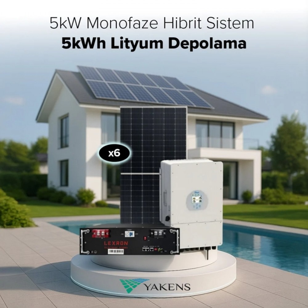 5 Kw Monofaze Hibrit Hazır Solar Paket (Sistem 1) Lexron